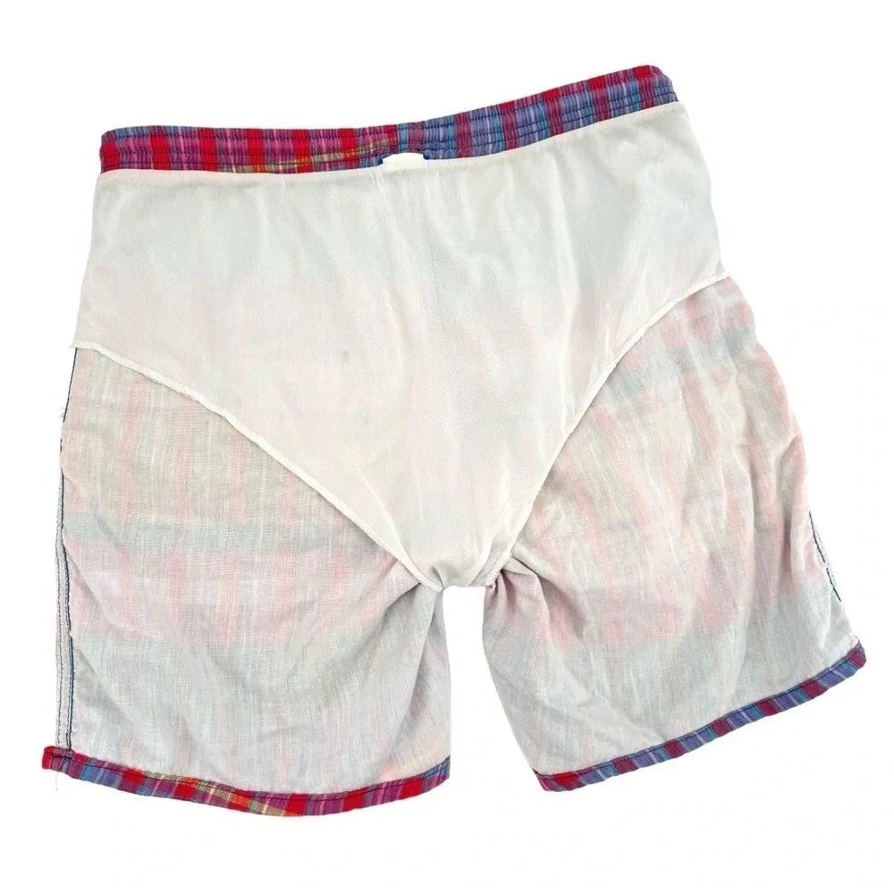 Vintage OP Ocean Pacific Swim Trunks Multicolor Madras Plaid | S/M 31” Waist